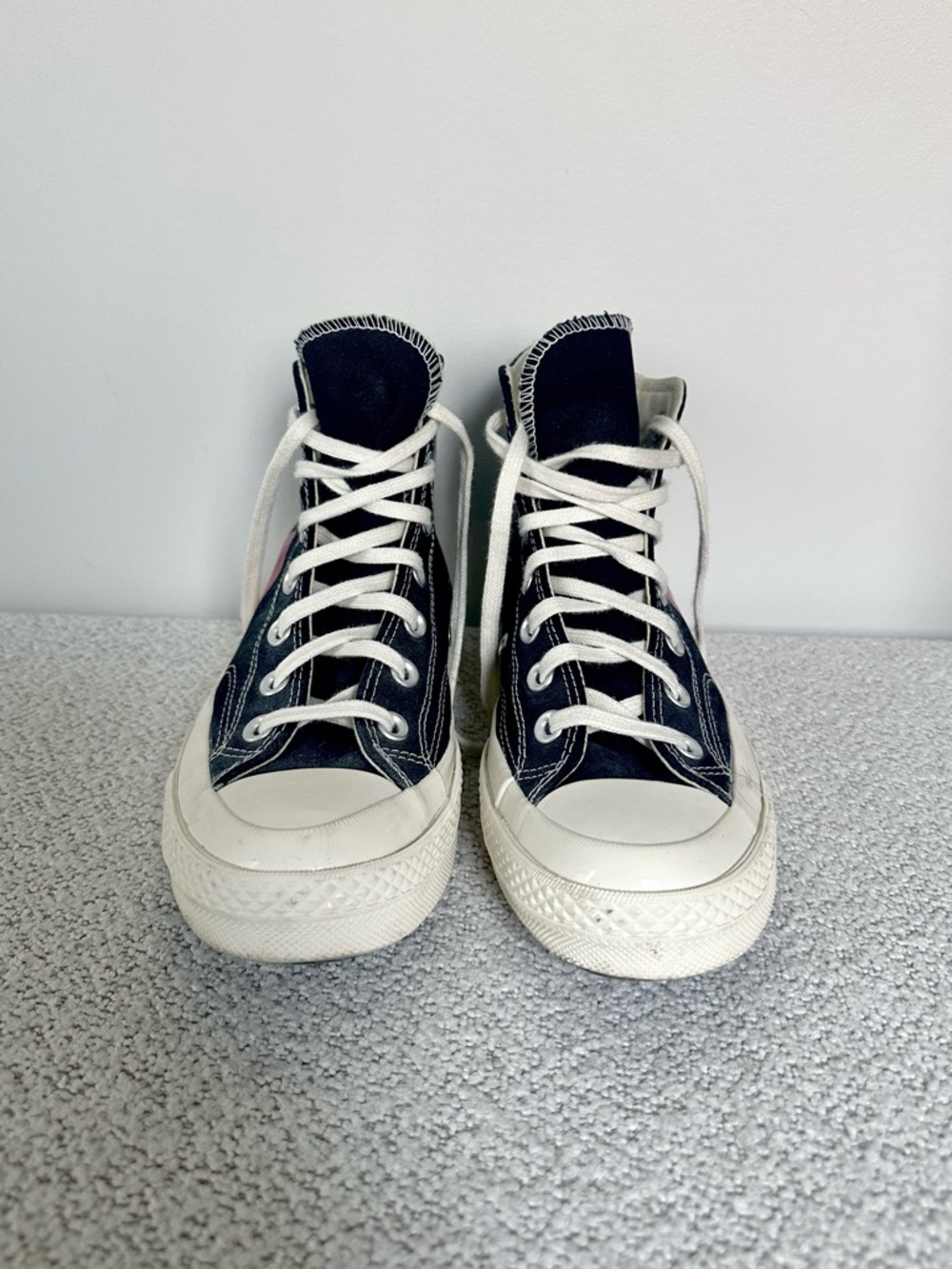 Converse All Star x Comme Des Garçons Play Large Emblem Black High Top Sneakers - Picture 7 of 13